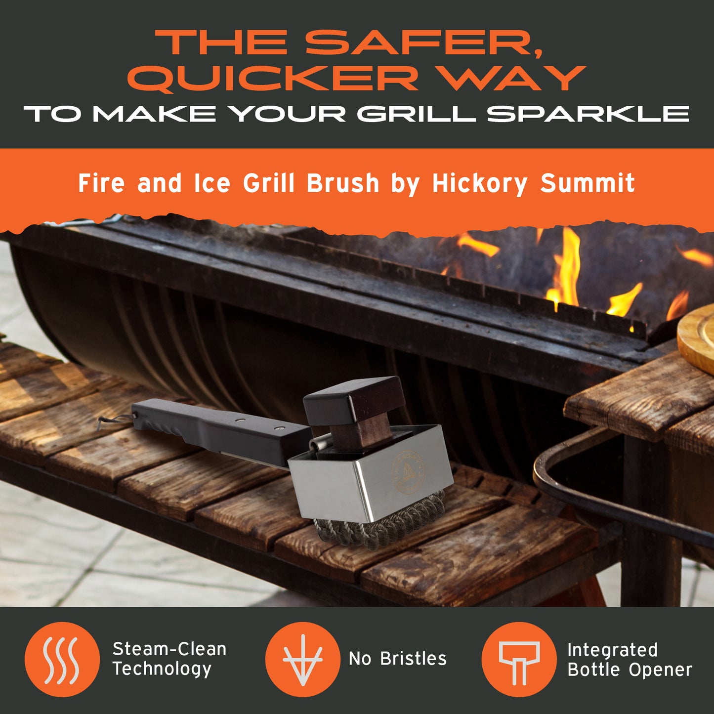 Fire and Ice Bristle Free Steam Cleaning Grill Brush